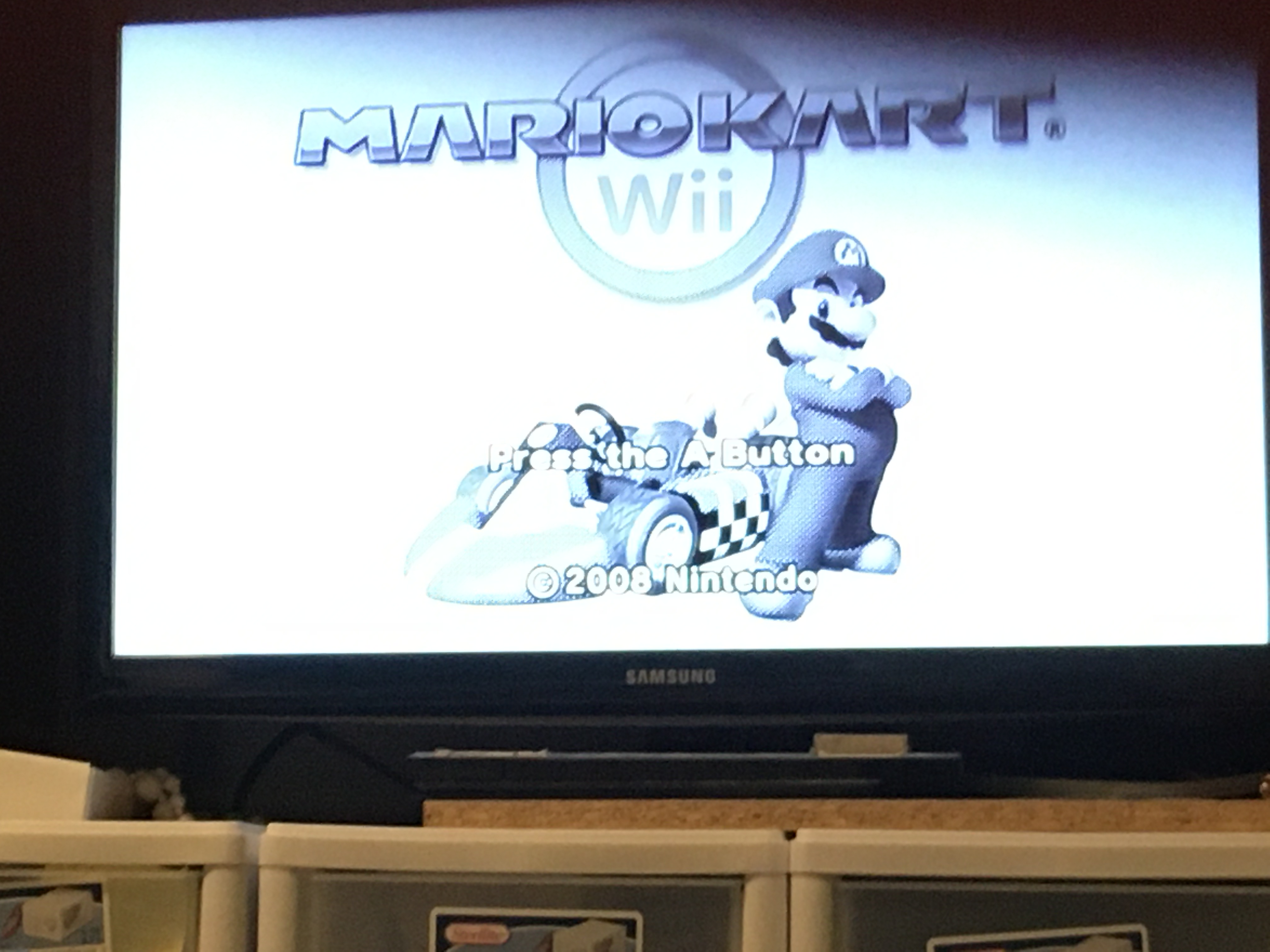 wii in black and white on tv